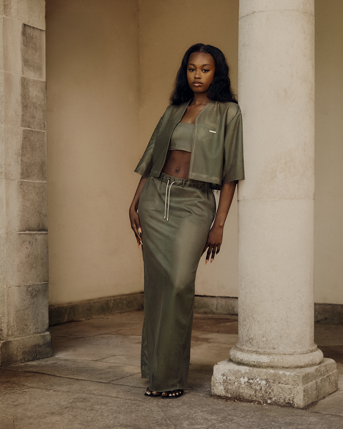Trimingham Mesh Elongated Skirt