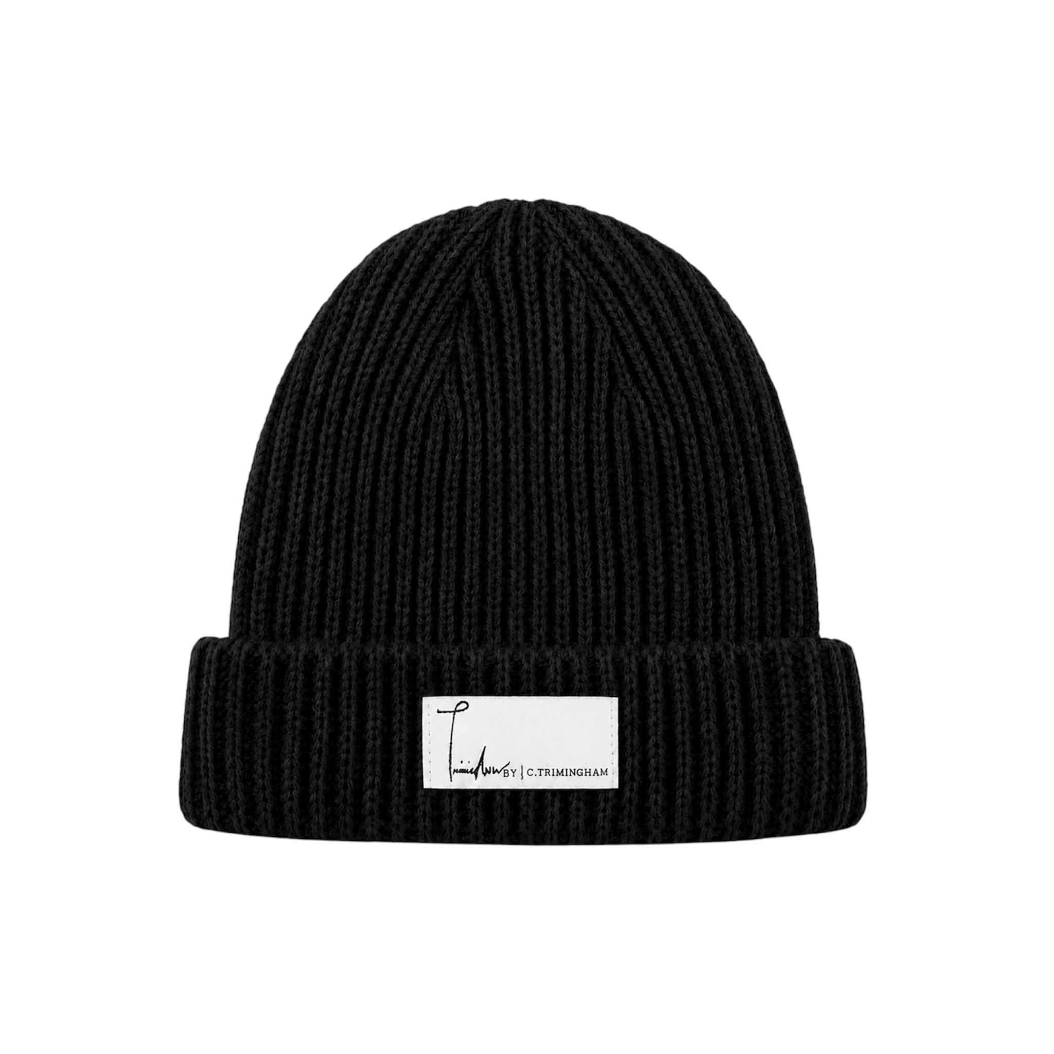 TRIMINGHAM SIGNATURE RIBBED BEANIE BLACK